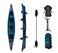 Wattsup - Kayak Gonflable - Gamme Torpedo 3 Places - 476x80cm (15'6"x31") - 100% Haute Pression/Dropstitch - Pack Complet : Pagaies Double Sièges Pompe Sac de Transport - Jusqu'à 235 kg - Bleu