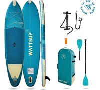 Wattsup - Sup Stand Up Paddle Gonflable Marlin 12'5-378x89x15cm Dropstitch - Pack Complet : Pagaie Leash Pompe Sac de Transport - Jusqu'à 185kg -Bleu