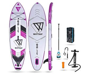 Wattsup - Sup Stand Up Paddle Gonflable Jelly 9.5' - PB-WJLY96 - Planche Gonflable Dropstitch avec Pack Pagaie, Leash, Pompe, Sac de Transport et Kit - Jusqu'à 90kg - Volume 220l - 290x76x13cm