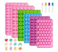 WATUNID 6 Moules à Bonbons En Silicone pour Oursons, avec 4 Compte Gouttes | Réutilisable Moule, Modèles en forme de cœur, d'ourson et de beignet,pour chocolats, de glaçons, bonbons et gelées