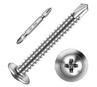 Wavanta Lot de 150 vis autotaraudeuses en métal, M4,2 x 38 mm, vis autotaraudeuses à tête gaufrée pour métal, vis autotaraudeuses en acier inoxydable, vis Tek avec embout de tournevis