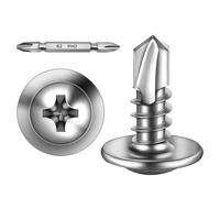 Wavanta Lot de 300 vis autotaraudeuses en métal, M4,2 x 13 mm, vis autotaraudeuses à tête gaufrée pour métal, vis autotaraudeuses en acier inoxydable, vis Tek avec embout de tournevis