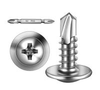 Wavanta Lot de 300 vis autotaraudeuses en métal, M4,2 x 16 mm, vis autotaraudeuses à tête gaufrée pour métal, vis autotaraudeuses en acier inoxydable, vis Tek avec embout de tournevis