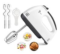 WAVATA Batteur à main 260 W mixeur électrique réglable à sept vitesses avec crochet à bascule et agitateur Blanc