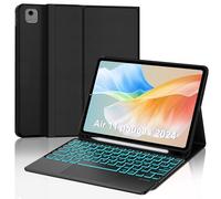 WAVATA Clavier Magnétique pour iPad Air 11" M2/M3/Air 5e/4e 10.9", Pavé Tactile, Coque Rétroéclairée Français AZERTY, Noir