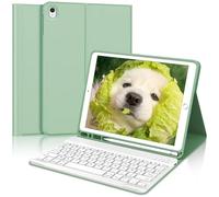 WAVATA Clavier pour 10.2" iPad 9ème/8ème/7ème Génération - Détachable Clavier Bluetooth sans Fil [AZERTY Français], Housse avec Pen Holder pour 10.5" iPad Pro 10.5/iPad Air 3, Vert Clair