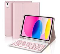 WAVATA Clavier pour iPad 10e Génération et iPad 11 Ème Generation A16 avec Rétroéclairage, (10.9" 2022/11 Pouces 2025), Étui Keyboard Bluetooth Magnétique Détachable AZERTY Français, Rose