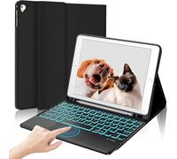 WAVATA Clavier pour iPad 6ème/5ème Génération 2018/2017 9.7" avec Touchpad, Étui Clavier avec Rétroéclairé pour iPad Pro 9.7, Air 2/1 AZERTY Français Magnétique Amovible, Noir