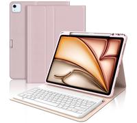 WAVATA Clavier pour iPad Air 13" M2 2024/M3 2025, iPad Pro 12.9" 6e/5e/4e/3e Gén 2022/2021/2020/2018, Coque Clavier Magnétique Détachable Français AZERTY Layout, Rose