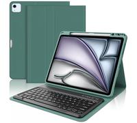 WAVATA Clavier pour iPad Air 13" M2 2024/M3 2025, iPad Pro 12.9" 6e/5e/4e/3e Gén 2022/2021/2020/2018, Coque Clavier Magnétique Détachable Français AZERTY Layout, Vert foncé