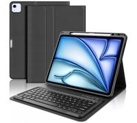 WAVATA Clavier pour iPad Air 13" M2 2024/M3 2025, iPad Pro 12.9" 6e/5e/4e/3e Gén 2022/2021/2020/2018, Coque Clavier Magnétique Détachable Français AZERTY Layout, Noir