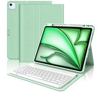 WAVATA Clavier pour iPad Air 13" M2 2024/M3 2025, iPad Pro 12.9" 6e/5e/4e/3e Gén 2022/2021/2020/2018, Coque Clavier Magnétique Détachable Français AZERTY Layout, Vert Clair