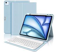 WAVATA Clavier pour iPad Air 13" M2 2024/M3 2025, iPad Pro 12.9" 6e/5e/4e/3e Gén 2022/2021/2020/2018, Coque Clavier Magnétique Détachable Français AZERTY Layout, Bleu