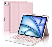 WAVATA Clavier pour iPad Air 13" M4 2026/M3 2025/M2 2024, iPad Pro 12.9" 6e/5e/4e/3e Gén 2022/2021/2020/2018 Rétroéclairées Pavé Tactile Magnétique Détachable Français AZERTY Layout, Rose