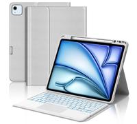 WAVATA Clavier pour iPad Air 13" M4 2026/M3 2025/M2 2024, iPad Pro 12.9" 6e/5e/4e/3e Gén 2022/2021/2020/2018 avec Pavé Tactile Rétroéclairées Magnétique Détachable Français AZERTY Layout, Gris
