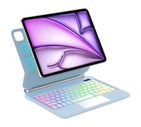 WAVATA Clavier pour iPad Air 13 Pouces M3/M2 2025/2024 et iPad Pro 12.9" 6e/5e/4e/3e génération, Rétroéclairé 7 Couleurs AZERTY Français, Magnétique Flottant, Pavé Tactile Multi-Touch, Bleu