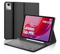 WAVATA Clavier pour Lenovo Tab M11 11 Pouces 2024 avec Rétroéclairée, TB330FU/TB330XU, Étui Clavier pour Lenovo Tab M11 Magnétique Bluetooth Amovible Français AZERTY Layout, Noir