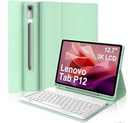 WAVATA Clavier pour Lenovo Tab P12 12.7" 2023, Étui Clavier pour Lenovo P12 Magnétique Bluetooth Amovible AZERTY Français, Vert Clair