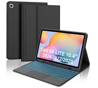 WAVATA Clavier pour Samsung Galaxy Tab S6 Lite 10.4 Pouces 2024/2022/2020 avec Pavé Tactile, Étui Clavier pour Tab S6 Lite Rétroéclairées Magnétique Amovible Français AZERTY Layout Bluetooth, Noir