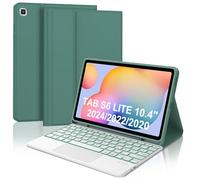 WAVATA Clavier pour Samsung Galaxy Tab S6 Lite 10.4 Pouces 2024/2022/2020 avec Pavé Tactile, Étui Clavier pour Tab S6 Lite Keyboard Rétroéclairées Magnétique Français AZERTY Layout, Vert foncé