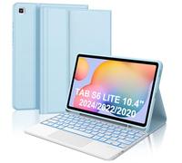 WAVATA Clavier pour Samsung Galaxy Tab S6 Lite 10.4 Pouces 2024/2022/2020 avec Pavé Tactile, Étui Clavier pour Tab S6 Lite Rétroéclairées Bluetooth Magnétique Français AZERTY Layout, Bleu
