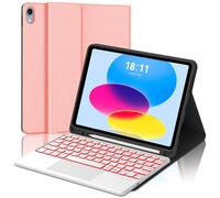 WAVATA Coque Clavier pour iPad A16 11Ème Generation 11" 2025/iPad 10e Generation 10.9" 2022 avec Pavé Tactile, Étui Keyboard Rétroéclairé Bluetooth Magnétique Détachable AZERTY Layout, Or Rose