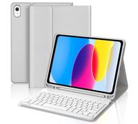 WAVATA Coque Clavier pour iPad A16 11Ème Generation 11 Pouces 2025/iPad 10e Génération 10.9" 2022, Étui Keyboard Bluetooth Magnétique Détachable Français AZERTY Layout, Gris Clair