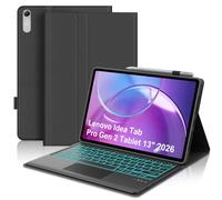 WAVATA Coque Clavier pour Lenovo Idea Tab Pro Gen 2 Tablet 13" 2026, Noir | Clavier pour Lenovo Idea Tab Pro Gen 2 avec Pavé Tactile Magnétique Rétroéclairé Détachable Bluetooth Français AZERTY Layout