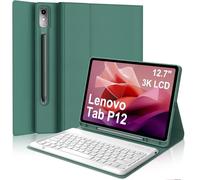 WAVATA Coque Clavier pour Lenovo Tab P12 12.7" 2023, Étui Clavier pour Lenovo Tab P12 Magnétique Bluetooth Amovible Français AZERTY Layout, Vert foncé