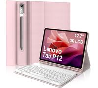 WAVATA Coque Clavier pour Lenovo Tab P12 12.7" 2023, Rosa