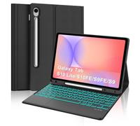 WAVATA Coque Clavier pour Samsung Galaxy Tab S10 Lite AI Tablet 10.9" 2025/S10 FE/S9 FE 10.9" avec Pavé Tactile, Magnétique Rétroéclairé Détachable Bluetooth Français AZERTY, Noir