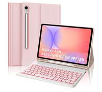 WAVATA Coque Clavier pour Samsung Galaxy Tab S10 Lite AI Tablet 10.9" 2025/S10 FE/S9 FE 10.9" avec Rétroéclairé, Magnétique Détachable Bluetooth Français AZERTY, Rose