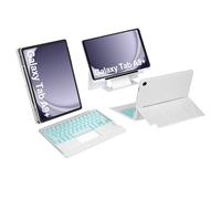 WAVATA Étui Clavier pour Samsung Galaxy Tab A9+ 11 Pouces 2023, Clavier avec pavé Tactile Détachable Ultraléger Magnétique DIY Rétroéclairé 7 Couleurs AZERTY Français, Blanc