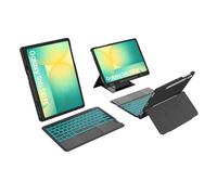 WAVATA Étui Clavier pour Samsung Galaxy Tab S10 FE 2025/S9 FE 10.9"/S9 11" 2023, Clavier avec pavé Tactile Détachable Ultraléger Magnétique DIY Rétroéclairé 7 Couleurs AZERTY Français, Noir