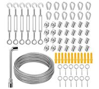 WAVATA Kit de câble métallique 20 m/2 mm gainé en PVC en acier inoxydable pour poteaux en T, suspension de lampe, rideaux, tendeur de câble en acier inoxydable