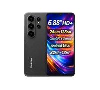 Blackview Wave 10 4G Téléphone portable, écran HD+ de 6,88 pouces, 24 Go + 128 Go (externe de 2 To), 32 Mo + 13 Mo, Android 16 Dual SIM, GPS, Noir Noir