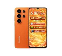 Blackview Wave 10 4G Téléphone portable, écran HD+ de 6,88 pouces, 24 Go + 128 Go (externe de 2 To), 32 Mo + 13 Mo, Android 16 Dual SIM, GPS, Orange Orange