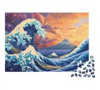 Wave Art Puzzle 1000 Pièces avec Emboîtement Parfait, Puzzle d'art Soleil Couchantdéfi Entre Amis pour Un Tableau À Encadrer, Superbe Idée Cadeau 38x26cm/1000pcs