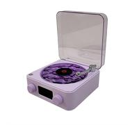 Wave Enceinte Bluetooth en vinyle avec lumières d'ambiance réglables, lecteur de musique avec 4 modes, lecteur de disque vintage avec temps, petit lecteur de disque pour chambre et bureau