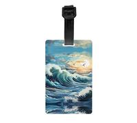 Wave - Étiquette de bagage motif mouette - Identificateur de valise lumineux et coloré, étiquettes de voyage de croisière pour valises, couverture d'intimité à l'arrière intégral