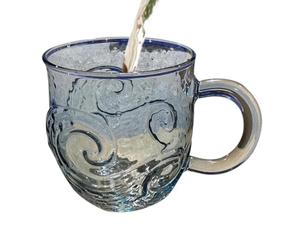 Wave Glass Mug - 300ml Design Coffee Cup | Handmade Sea Wave Glass Cup With Handle For Coffee Tea Wine Beach House Kitchen Office Gift For Lovers Aesthetic Drinkware