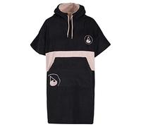 WAVE HAWAII Poncho Barravento 100 % coton écologique velours poncho de surf pour tailles 160-190 cm, Noir, M