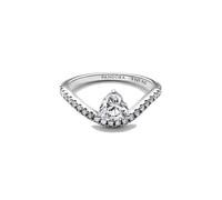 Wave Heart Sterling Silver Ring with Clear Cubic Zirconia