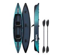 Wave Navigator 3.0 - Kayak Gonflable - Coque Rigide en Point de Chute - Ensemble Complet avec pagaie, Pompe et siège, Stable et Portable pour Lacs et rivières - Bleu Marine - 2 Places