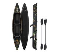 Wave Navigator 3.0 - Kayak Gonflable - Coque Rigide en Point de Chute - Ensemble Complet avec pagaie, Pompe et siège, Stable et Portable pour Lacs et rivières - Camouflage - 2 Places