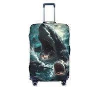 Wave Ocean Animal Shark Housses de bagages de voyage élastiques pour bagages de 45 à 81 cm, noir, M