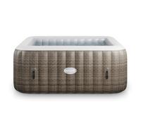 WAVE Pacific Bain à remous gonflable | Spa extérieur carré | Chauffage écologique intégré | Système de massage AquaBubble™ 110-130 | Anti-gel | Installation rapide | Rotin marron | 6 personnes |