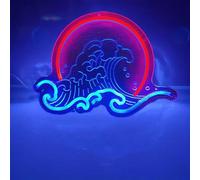 Wave - Panneau néon Arylic Sunset Sunrize Beach - Lampe de nuit décorative à LED à intensité variable - Pour salle de jeux, salon, chambre à coucher, bureau, bar - Décoration murale