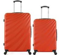 wave paris - lot de 2 - valise grand format et valise weekend danube - orange orange