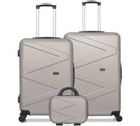 wave paris - lot de 2 valises grand format et weekend + vanity amazone - beige beige G